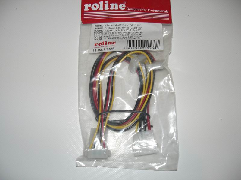 ROLINE 4-Pin Molex Y-Kabel 4 pol. HDD / 4x 4 pol. HDD (90°)